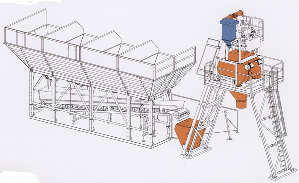 General layout portable concrete plant